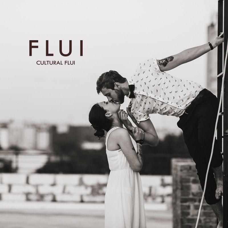 flui brand image logo men is kissing a woman